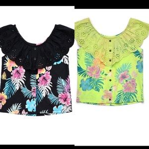 Girls justice ruffle button front tank lot of 2 size L BOGO FREE price of 1